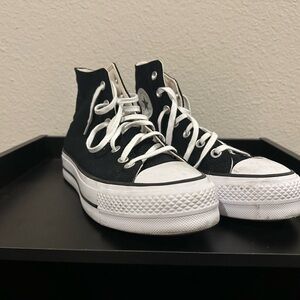 Converse platform chuck taylor high tops, black, women’s 8.5